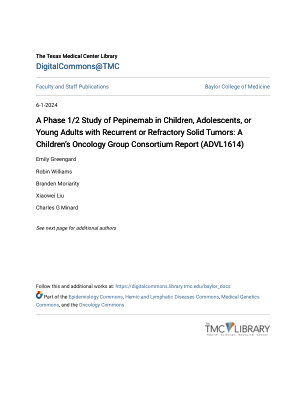 Pepinemab 治疗复发性或难治性实体瘤的儿童、青少年或青年人的 1/2 期研究：儿童肿瘤学组联盟报告 (ADVL1614)